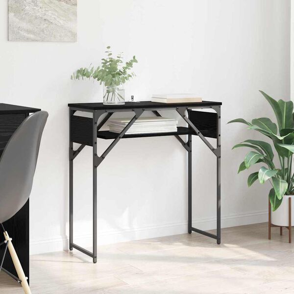 vidaXL TableConsole Ch&ecirc;ne noir 75x30x75cm Bois d'ing&eacute;nierie
