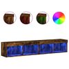 vidaXL Meubles TV avec lumi&egrave;res LED 2 pcs ch&ecirc;ne fum&eacute; 80x30x30 cm