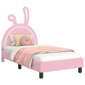 vidaXL Cadre de lit pour enfants avec t&ecirc;te de lit Rose 80 x 160 cm PU