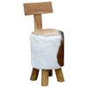 vidaXL Tabouret cuir de ch&egrave;vre et Bois de teck solide