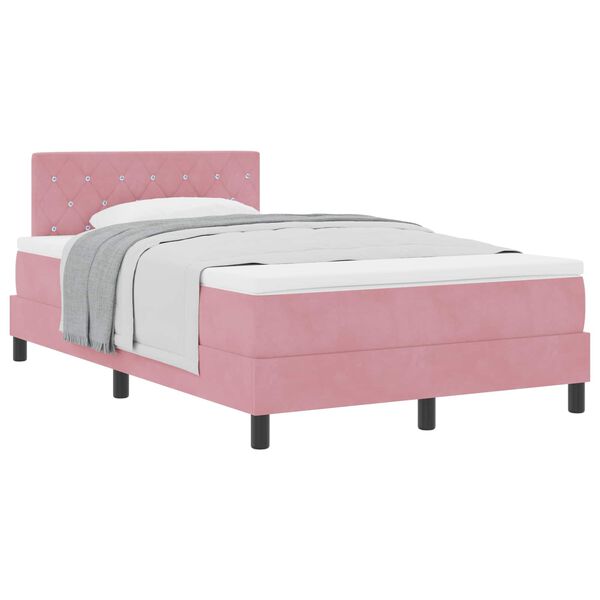 vidaXL Lit &agrave; ressorts avec matelas Rose 120 x 190 cm Velours