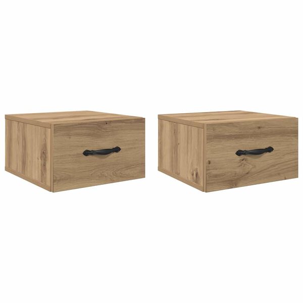 vidaXL Cabinet de chevet 2 pcs ch&ecirc;ne artisanal 35 x 35 x 20 cm