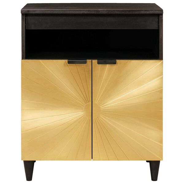 vidaXL Buffet Noir et or 60 x 33 x 75 cm Bois de mangue massif