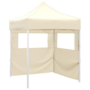 vidaXL Tente de r&eacute;ception pliable avec 2 parois 2x2 m Acier Cr&egrave;me