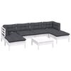 vidaXL Salon de jardin 7 pcs avec coussins blanc bois de pin