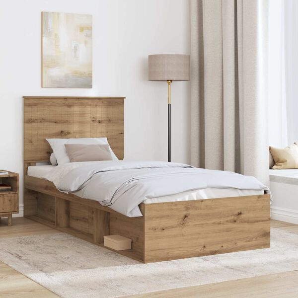 vidaXL Cadre de lit Ch&ecirc;ne artisan 90 x 190 cm Bois de pin massif