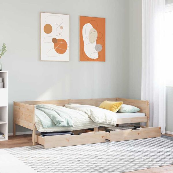vidaXL Lit de jour avec tiroirs sans matelas 80x200 cm bois massif