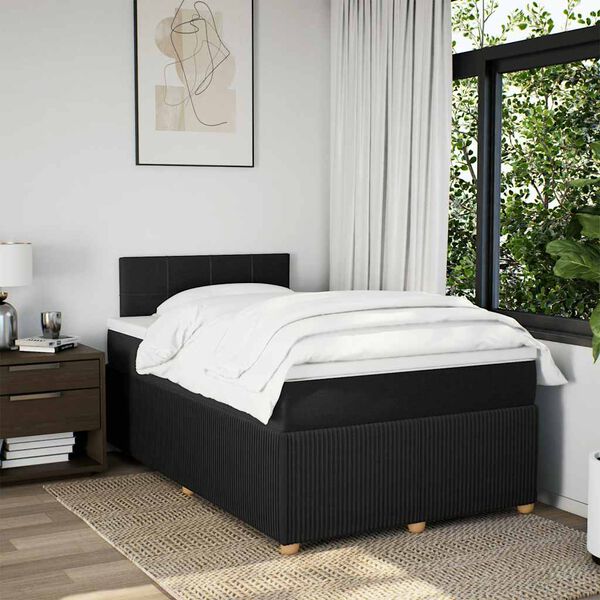 vidaXL Sommier &agrave; lattes de lit avec matelas Noir 120x200 cm Tissu