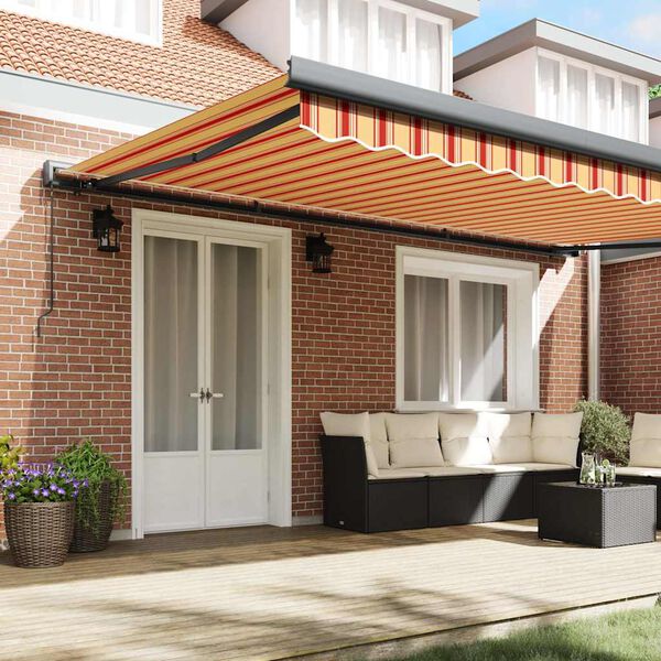 vidaXL Auvent r&eacute;tractable jaune et blanc 4x3 m tissu et aluminium
