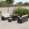 vidaXL Ensemble de canap&eacute; de jardin avec coussin 9 pcs Noir et Cr&egrave;me