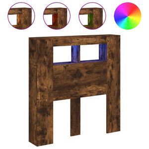 vidaXL T&ecirc;te de lit &agrave; LED ch&ecirc;ne fum&eacute; 100x18,5x103,5cm bois d'ing&eacute;nierie