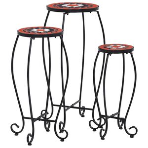 vidaXL Tables mosa&iuml;que 3 pcs Terre cuite et blanc C&eacute;ramique
