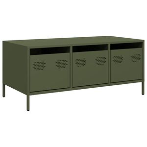 vidaXL Table basse vert olive 101,5x50x43,5 cm acier laminé à froid
