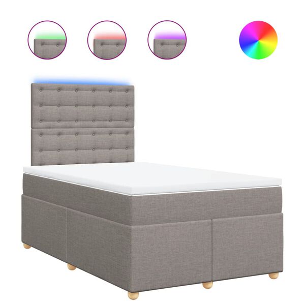 vidaXL Sommier &agrave; lattes de lit avec matelas taupe 120x190 cm tissu