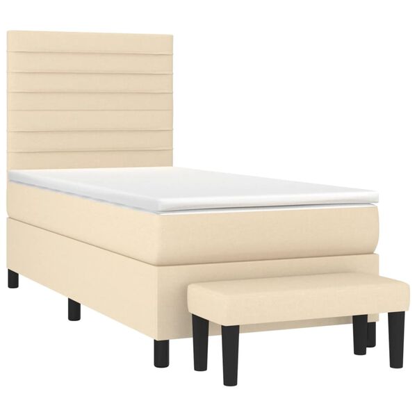 vidaXL Sommier &agrave; lattes de lit avec matelas Cr&egrave;me 80x200 cm Tissu