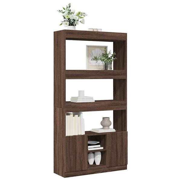 vidaXL Buffet haut ch&ecirc;ne marron 92x33x180 cm bois d'ing&eacute;nierie