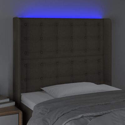 vidaXL Tête de lit à LED Taupe 103x16x118/128 cm Tissu