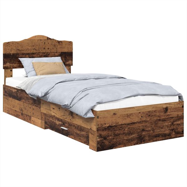 vidaXL Cadre de lit Bois ancien 100 x 200 cm Bois d'ing&eacute;nierie