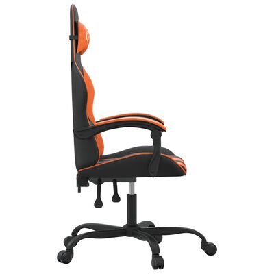 vidaXL Chaise de jeu pivotante Noir et orange Similicuir