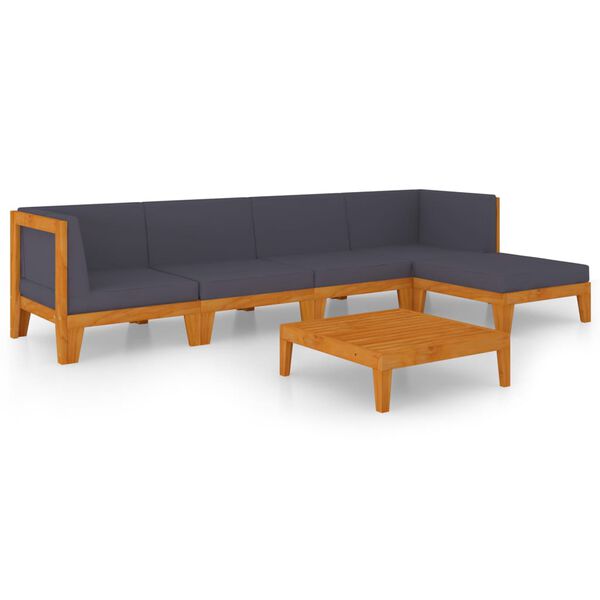 vidaXL Salon de jardin 6 pcs avec coussins Bois d'acacia solide