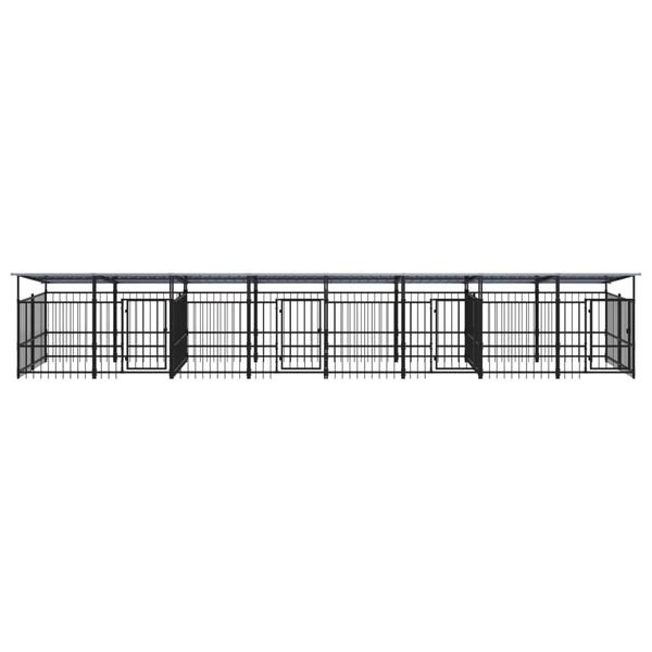 vidaXL Chenil d'ext&eacute;rieur avec toit pour chiens Acier 15,02 m&sup2;