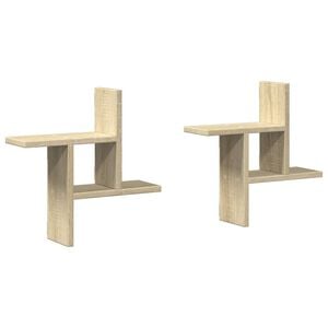 vidaXL &Eacute;tag&egrave;res murales 2pcs ch&ecirc;ne sonoma 38x12x38cm bois d'ing&eacute;nierie