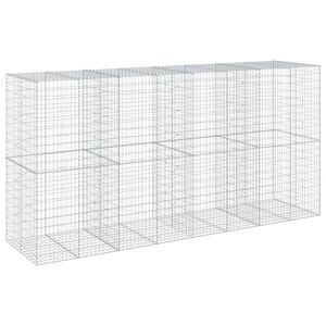 vidaXL Panier gabion avec couvercle 400x100x200 cm fer galvanis&eacute;