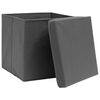 vidaXL Bo&icirc;tes de rangement avec couvercle 10 pcs Gris 32x32x32cm Tissu