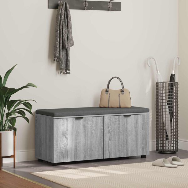vidaXL Banc d'entr&eacute;e avec coussin Gris Sonoma 100 x 38 x 46 cm