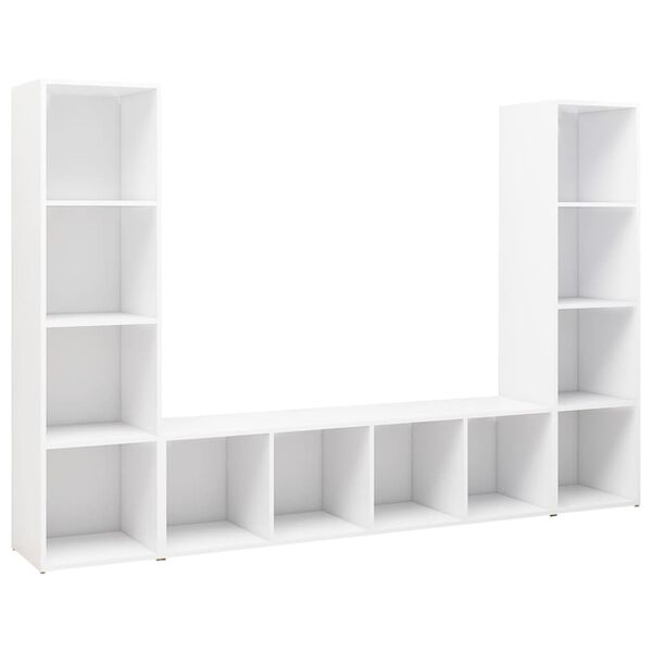 vidaXL Meubles TV 3 pcs Blanc 142,5x35x36,5 cm Bois d'ingénierie