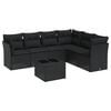 vidaXL Salon de jardin 7 pcs avec coussins noir r&eacute;sine tress&eacute;e