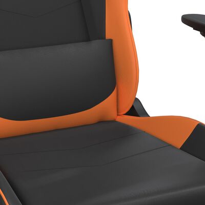 vidaXL Chaise de jeu avec repose-pied Noir et orange Similicuir