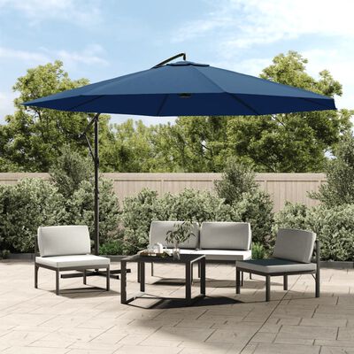 vidaXL Parasol de jardin en porte-à-faux avec mât en aluminium bleu