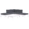 vidaXL Salon de jardin 6 pcs avec coussins blanc bois de pin