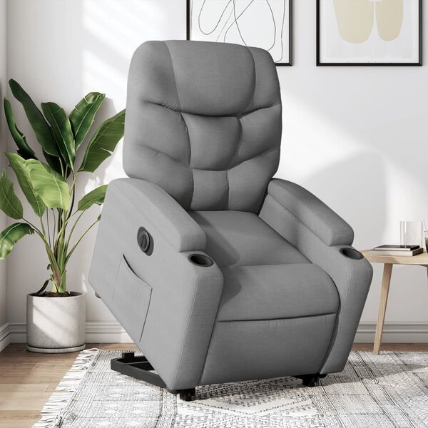 vidaXL Fauteuil inclinable &eacute;lectrique gris clair tissu