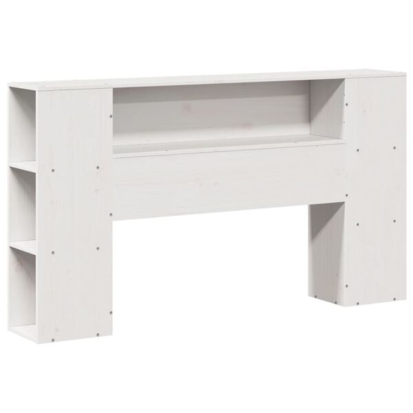 vidaXL T&ecirc;te de lit avec rangement blanc 140 cm bois massif de pin