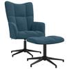 vidaXL Chaise de relaxation avec tabouret Bleu Velours