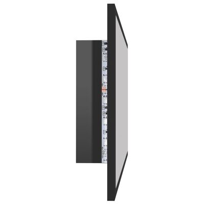 vidaXL Miroir LED de salle de bain Noir brillant 80x8,5x37cm Acrylique