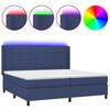 vidaXL Sommier &agrave; lattes de lit et matelas et LED Bleu 200x200 cm Tissu