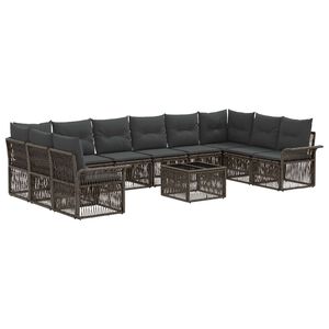 vidaXL Ensemble de canap&eacute; de jardin 11 pc Gris polyrotin