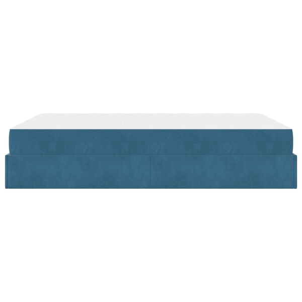 vidaXL Cadre de lit avec matelas avec matelas 2 pcs Bleu Velours