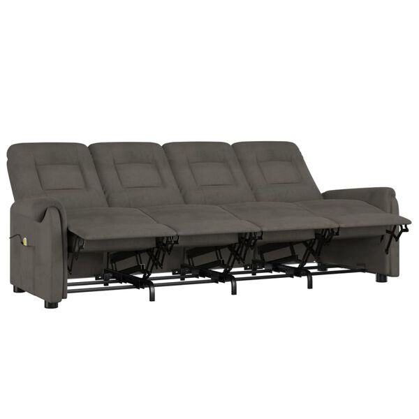 vidaXL Fauteuil de massage inclinable à 4 places gris foncé