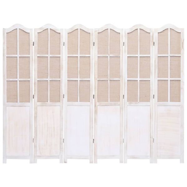 vidaXL Cloison de s&eacute;paration 6 panneaux Blanc 210x165 cm Tissu