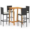 vidaXL Ensemble de bar de jardin avec coussins 5 pcs Noir