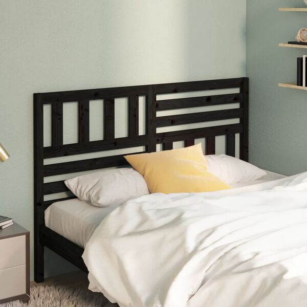vidaXL T&ecirc;te de lit Noir 146x4x100 cm Bois massif de pin