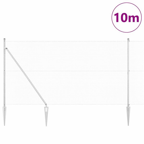 vidaXL Poteau de cl&ocirc;ture. Argent&eacute; 10 x 1,5 m (treillis 19 x 19 mm)