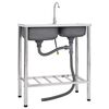 vidaXL &Eacute;vier de camping Double lavabo avec robinet Acier inoxydable
