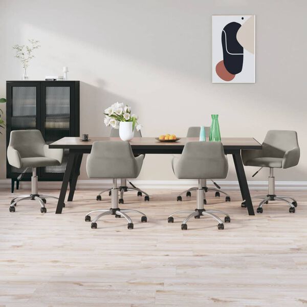 vidaXL Chaises pivotantes &agrave; manger lot de 6 Gris clair Velours