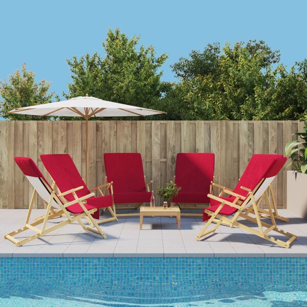 vidaXL Serviettes de plage 6 pcs bordeaux 60x135 cm tissu 400 GSM