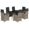 vidaXL Ensemble &agrave; manger de jardin et coussins 7 pcs gris rotin